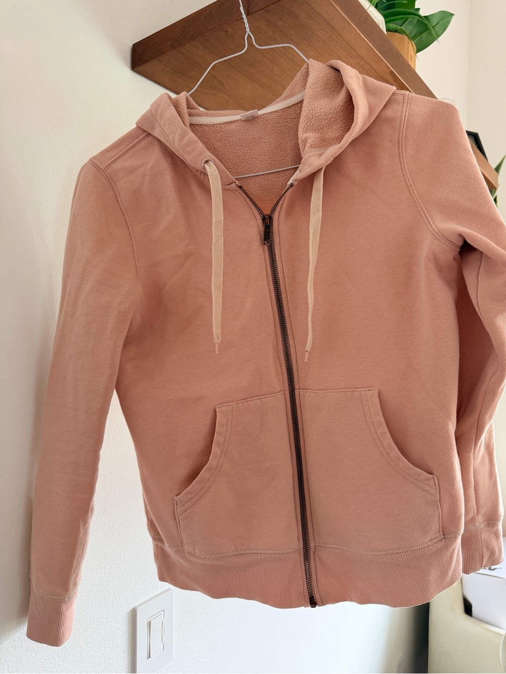 Old Navy Women's Dusty Rose Sherpa-Lined Zip Hoodie